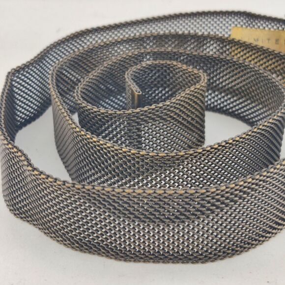Metal Mesh Fully Adjustable Belt Max 35" Solid Brass Buckle Vintage - Picture 1 of 7